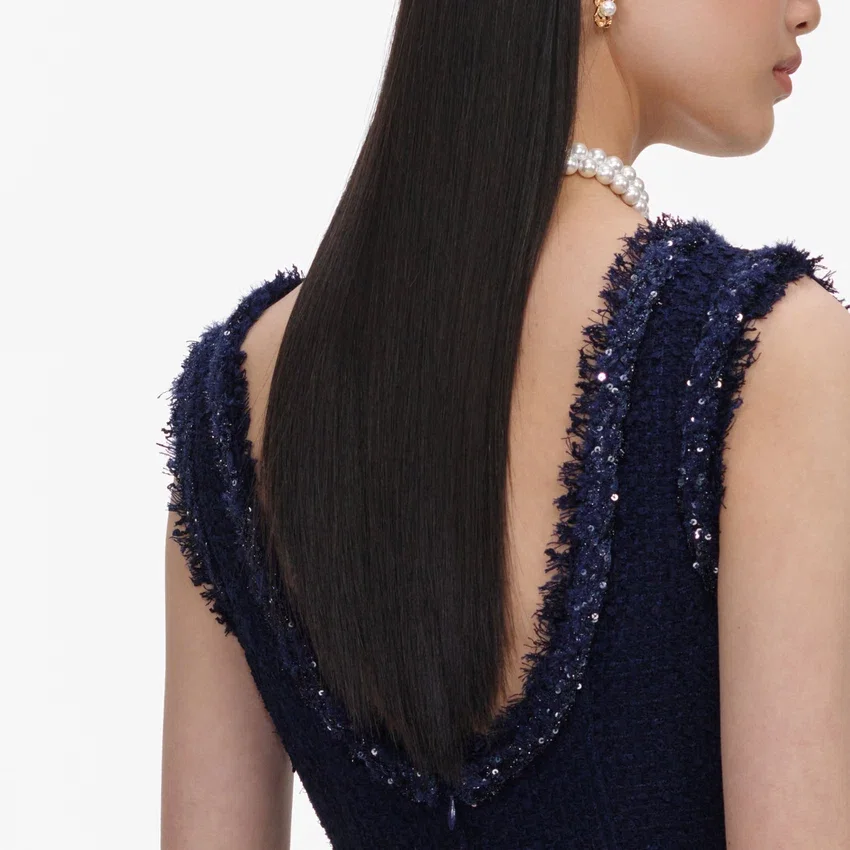 Navy Boucle Midi Dress Navy Boucle Midi Dress