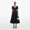 Navy Boucle Tailored Midi Dress Navy Boucle Tailored Midi Dress