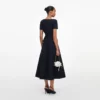 Navy Boucle Tailored Midi Dress Navy Boucle Tailored Midi Dress