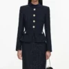 Navy Boucle Tailored Midi Dress Navy Boucle Tailored Midi Dress