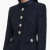 Navy Boucle Tailored Midi Dress Navy Boucle Tailored Midi Dress