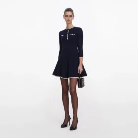Navy Bow Knit Mini Dress Navy Bow Knit Mini Dress