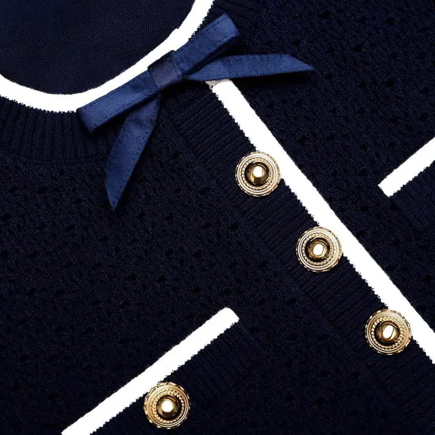 Navy Bow Knit Mini Dress Navy Bow Knit Mini Dress