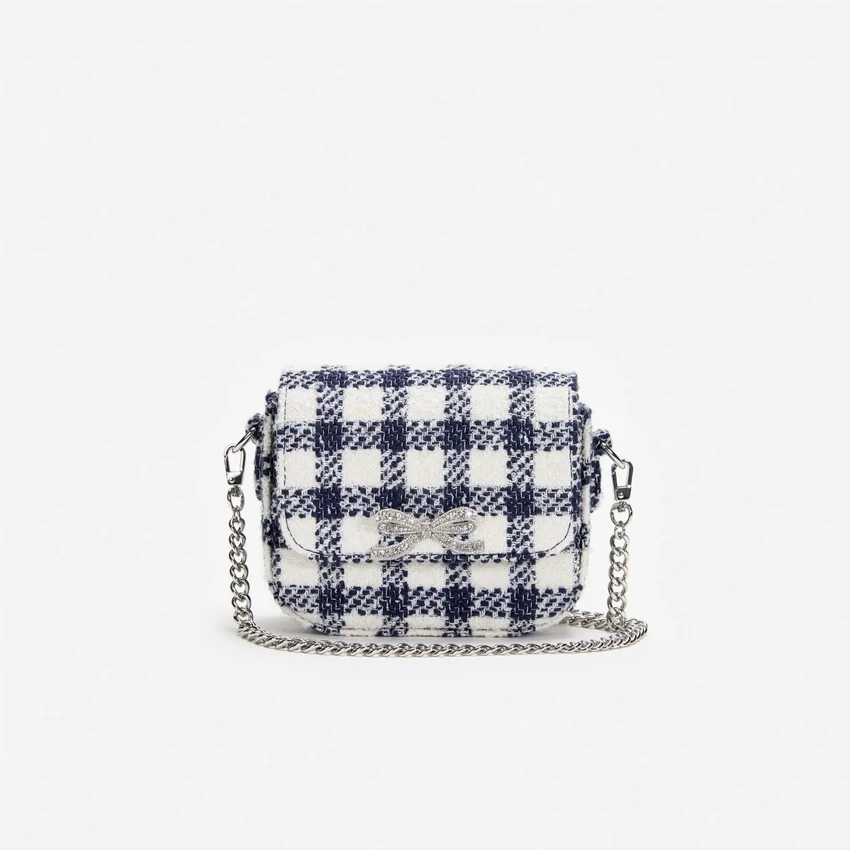 Navy Check Boucle Bag Navy Check Boucle Bag