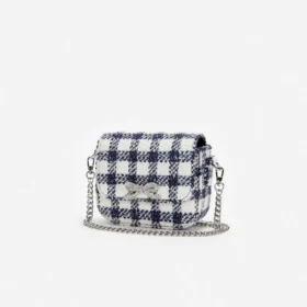 Navy Check Boucle Bag