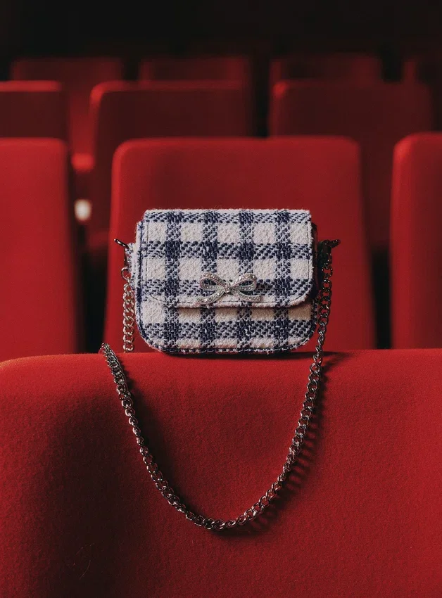 Navy Check Boucle Bag Navy Check Boucle Bag