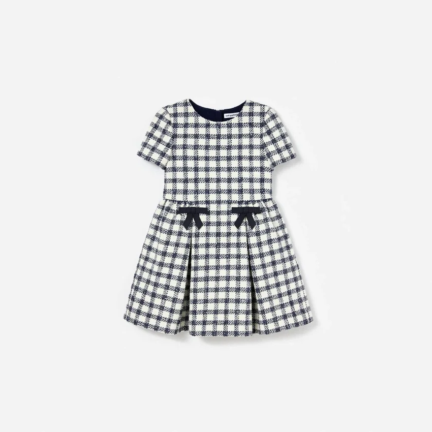 Navy Check Boucle Dress Navy Check Boucle Dress