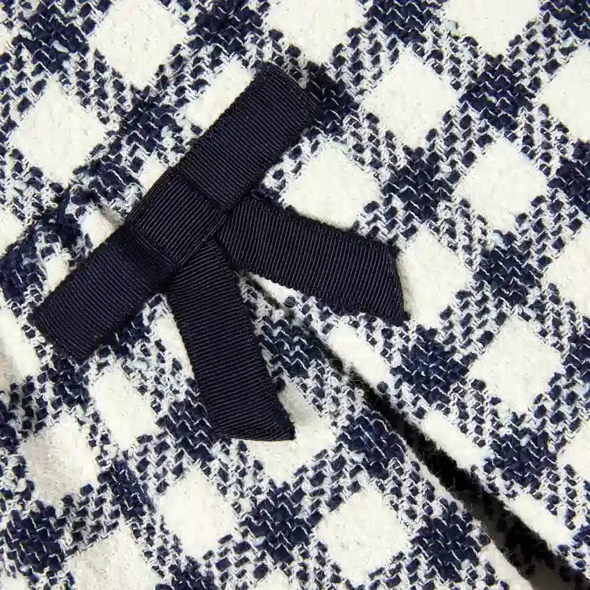 Navy Check Boucle Dress Navy Check Boucle Dress