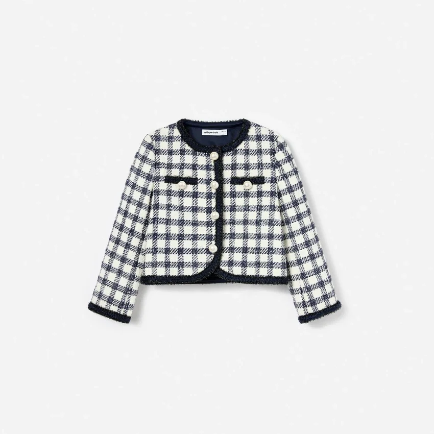 Navy Check Boucle Jacket Navy Check Boucle Jacket