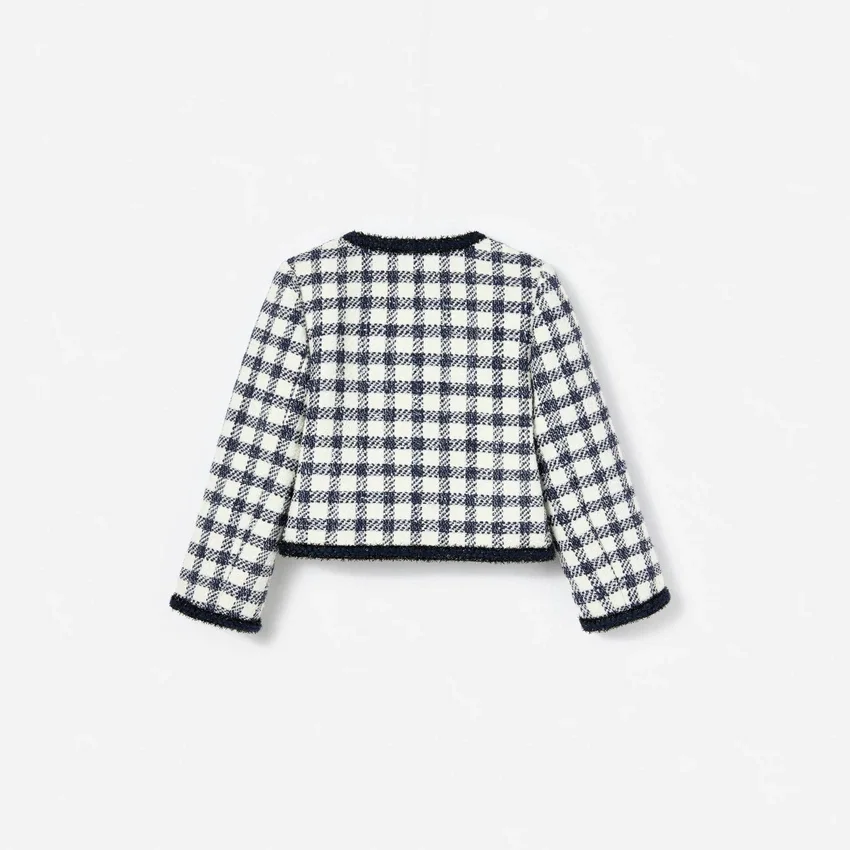 Navy Check Boucle Jacket Navy Check Boucle Jacket