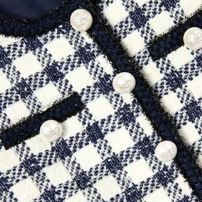 Navy Check Boucle Jacket Navy Check Boucle Jacket