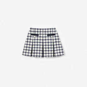 Navy Check Boucle Skirt Navy Check Boucle Skirt
