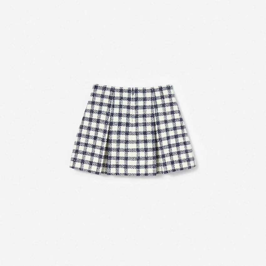 Navy Check Boucle Skirt Navy Check Boucle Skirt