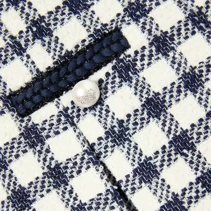 Navy Check Boucle Skirt Navy Check Boucle Skirt