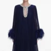 Navy Chiffon Feather Midi Dress Navy Chiffon Feather Midi Dress