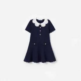 Navy Contrast Collar Knit Dress Navy Contrast Collar Knit Dress