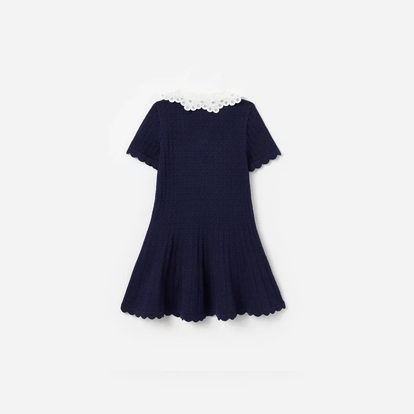 Navy Contrast Collar Knit Dress Navy Contrast Collar Knit Dress