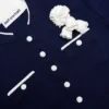 Navy Crochet Flower Knit Midi Dress
