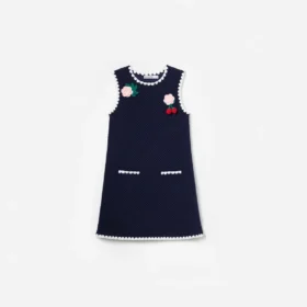 Navy Crochet Knitted Dress