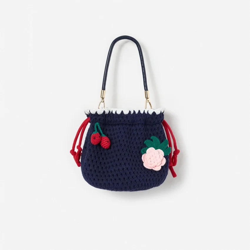 Navy Crochet Pouch Bag Navy Crochet Pouch Bag