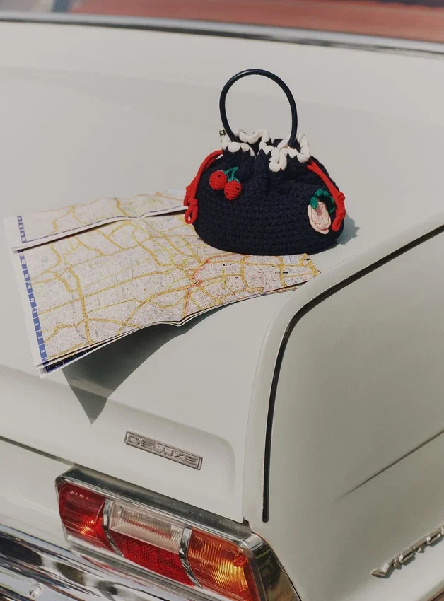 Navy Crochet Pouch Bag Navy Crochet Pouch Bag