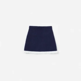 Navy Embellished Knit Skirt