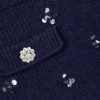 Navy Embellished Knit Skirt