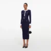 Navy Flower Rib Knit Midi Dress Navy Flower Rib Knit Midi Dress