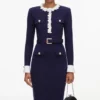 Navy Flower Rib Knit Midi Dress Navy Flower Rib Knit Midi Dress