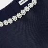 Navy Flower Scallop Taffeta Dress