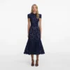 Navy Guipure Lace Midi Dress Navy Guipure Lace Midi Dress
