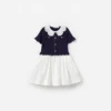 Navy Knit Pleated Dress Navy Knit Pleated Dress