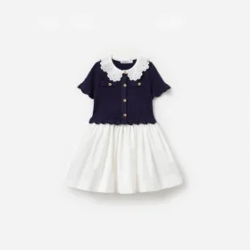 Navy Knit Pleated Dress Navy Knit Pleated Dress