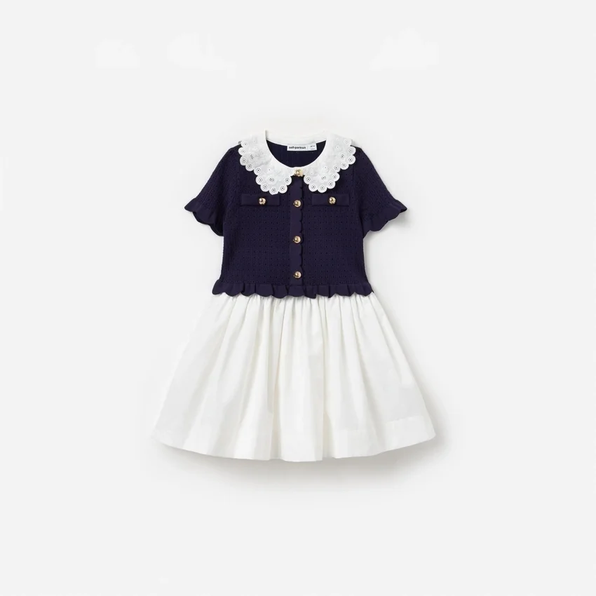 Navy Knit Pleated Dress Navy Knit Pleated Dress