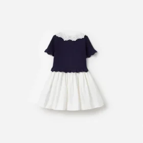 Navy Knit Pleated Dress Navy Knit Pleated Dress