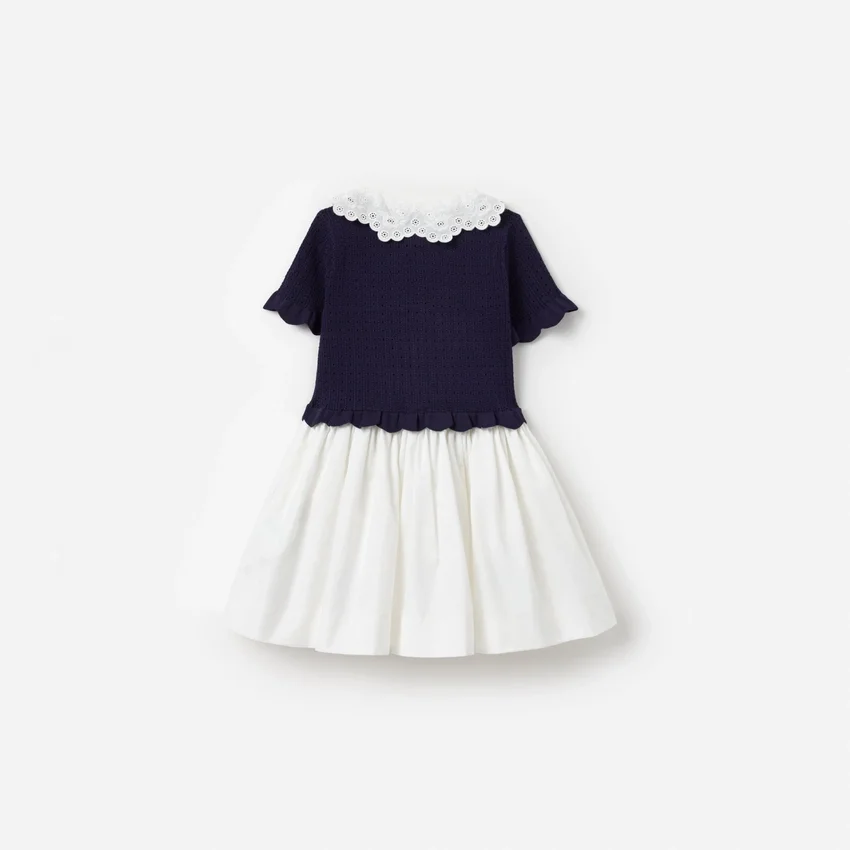 Navy Knit Pleated Dress Navy Knit Pleated Dress