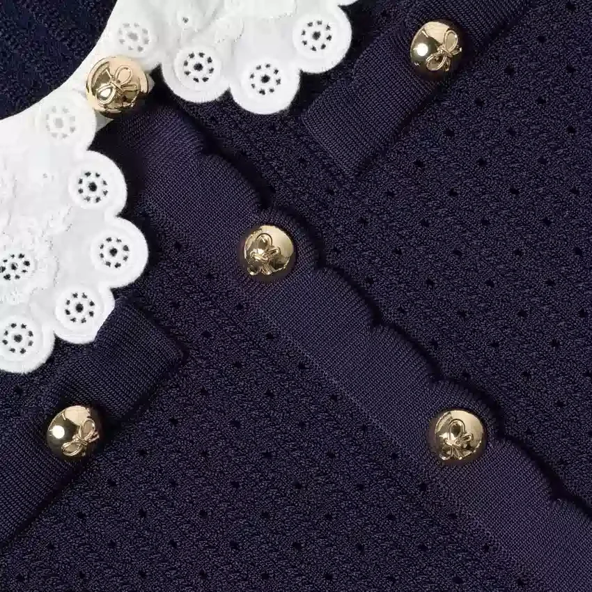 Navy Knit Pleated Dress Navy Knit Pleated Dress