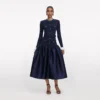 Navy Knit Taffeta Midi Dress Navy Knit Taffeta Midi Dress