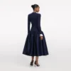 Navy Knit Taffeta Midi Dress Navy Knit Taffeta Midi Dress