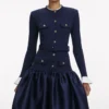 Navy Knit Taffeta Midi Dress Navy Knit Taffeta Midi Dress