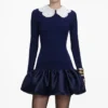 Navy Knit Taffeta Mini Dress Navy Knit Taffeta Mini Dress