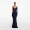 Navy Lace Georgette Maxi Dress Navy Lace Georgette Maxi Dress