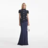 Navy Metallic Boucle Maxi Dress Navy Metallic Boucle Maxi Dress
