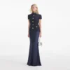 Navy Metallic Boucle Maxi Dress Navy Metallic Boucle Maxi Dress