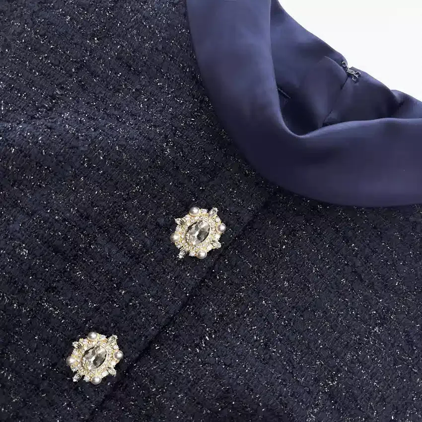 Navy Metallic Boucle Maxi Dress Navy Metallic Boucle Maxi Dress