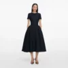 Navy Metallic Boucle Midi Dress Navy Metallic Boucle Midi Dress