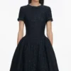 Navy Metallic Boucle Midi Dress Navy Metallic Boucle Midi Dress