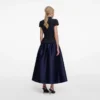 Navy Metallic Boucle Taffeta Midi Dress Navy Metallic Boucle Taffeta Midi Dress