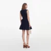 Navy Peplum Pointelle Knit Mini Dress Navy Peplum Pointelle Knit Mini Dress