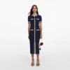 Navy Pointelle Knit Midi Dress Navy Pointelle Knit Midi Dress